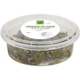 Woolworths Green Olives With Lemon & Herbs 110g