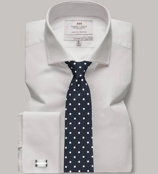 Hawes & Curtis White Classic Shirt Poplin - Windsor Collar - Double Cuff