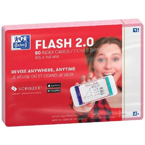 Oxford Flash 2.0 Pack of 80 Flash Cards A6 Pink