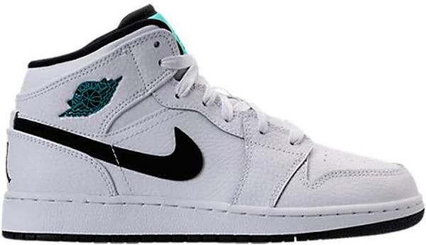 Jordan 1 Retro Mid White Black Hyper Jade (GS)