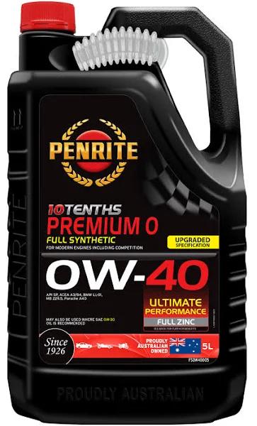 Penrite 10 TENTHS Premium 0W-40 Engine Oil 5L - FS0W40005