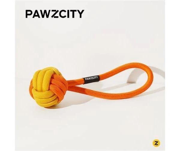 PAWZCITY Interactive Rope Ball With Loop (Bergamot)