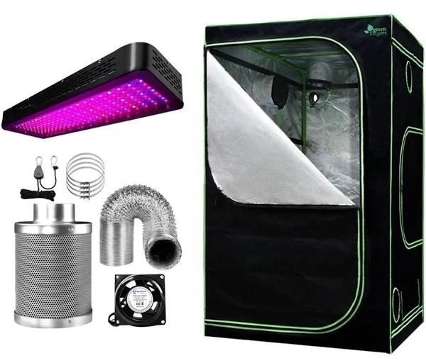 Greenfingers Grow Tent 2000W LED Grow Light 120X120X200cm Mylar 6" Ventilation