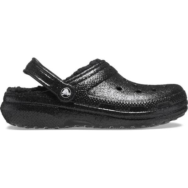 Crocs Classic Glitter Lined Clogs in Black