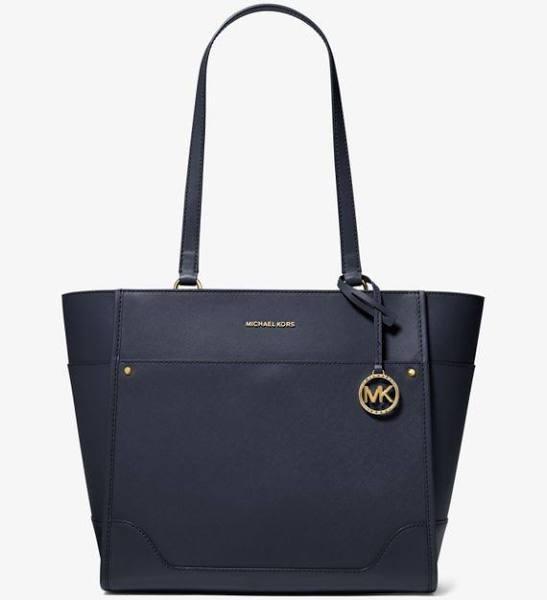 MK Marilyn Medium Crocodile Embossed Leather Tote Bag - Navy - Michael Kors