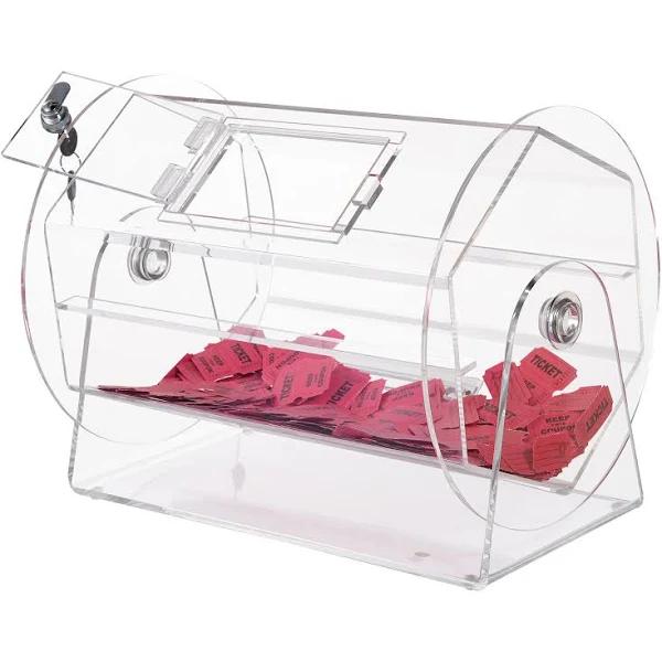 VEVOR Acrylic Raffle Drum Holds 5000 Tickets or 200 Raffle Balls Professional Raffle Ticket Spinning Cage with 2 Keys Transparent Lottery Spinning