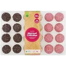 Woolworths Mini Iced Cupcakes With Sprinkles 24 Pack