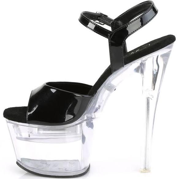 FLASHDANCE-709 Black Patent Platform Sandal 5