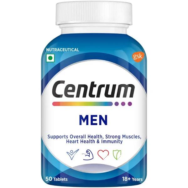 Centrum Men Tablet, World's No.1 Multivitamin with Grape Seed Extract, Vitamin C & 21 Other Nutrients for Overall Health, Strong Muscles & Immunity (