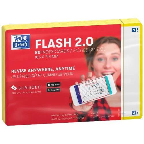 Oxford Flash 2.0 Pack of 80 Flash Cards A6 Yellow