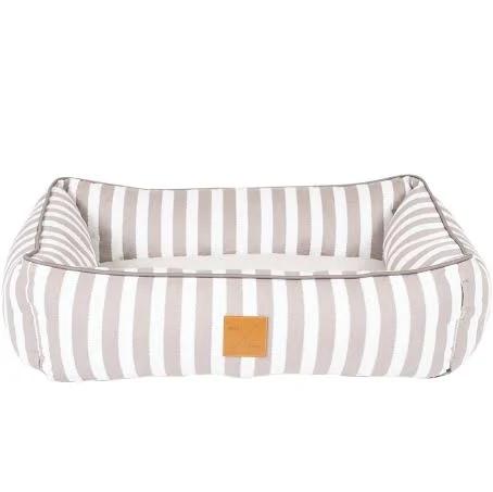 Mog & Bone Bolster Dog Bed - Latte Hamptons Stripe - Large