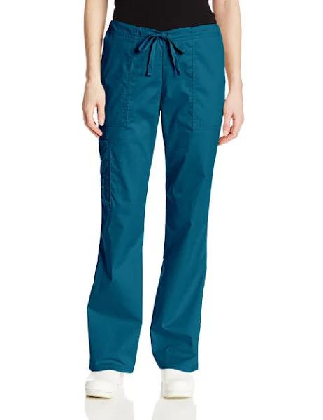 Cherokee Workwear Core Stretch 4044 Scrubs Pants Women's Mid Rise Drawstring Cargo Caribbean Blue