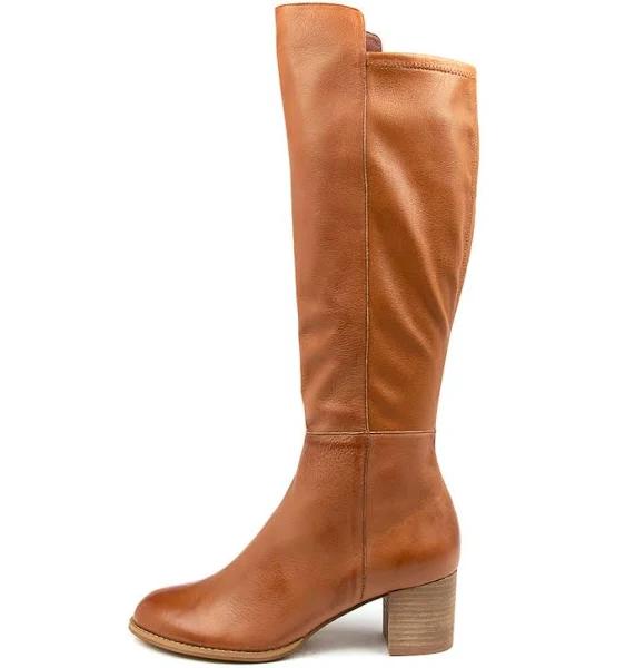 Django & Juliette Setley Cognac Lea Strech Cognac Womens Shoes Casual Long Boots