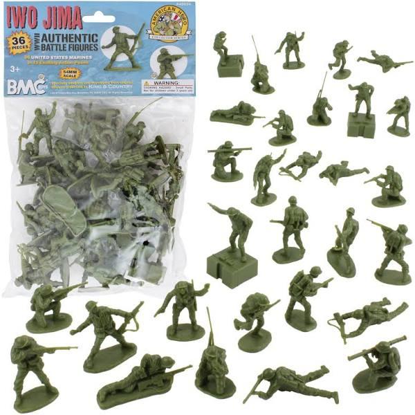 BMC WW2 Iwo Jima US Marines Plastic Army Men - 36 American Soldier Figures