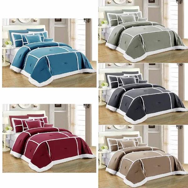 7 Piece Soho Sherpa Comforter Set By Ramesses - Double Queen King