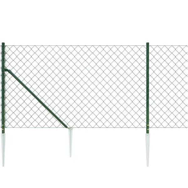 Chain Link Fence with Spike Anchors Green 0.8x10 M vidaXL