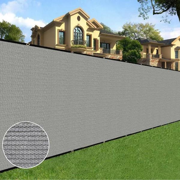 Sunnyglade 6 Feet x 50 Feet Privacy Screen Fence Heavy Duty Fencing Mesh Shade Net Cover For Wall Garden Yard Backyard (6 Ft x 50 ft, Grey)