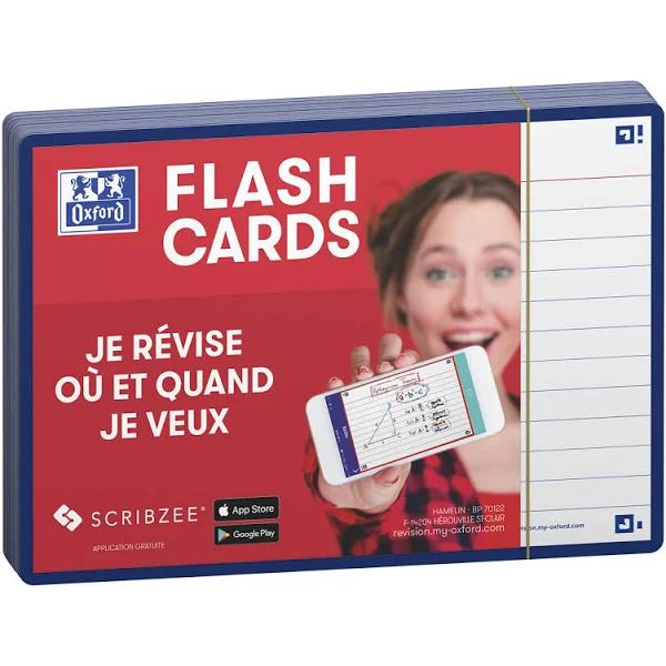 Oxford Flash 2.0 Index Cards Ruled 105 x 148mm Navy 80 Pack