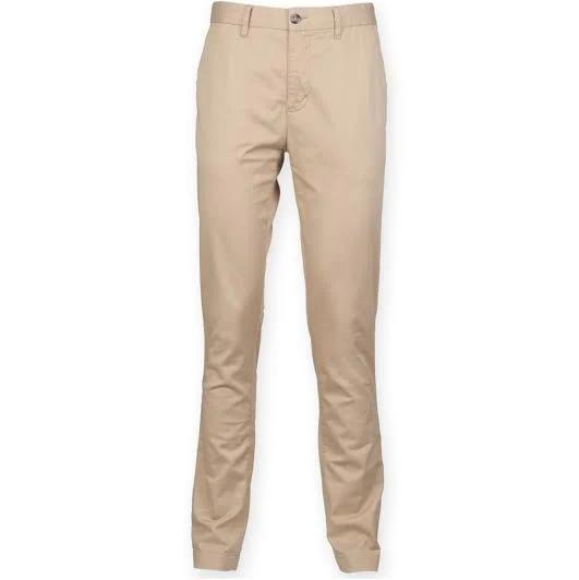 Front Row Mens Cotton Rich Stretch Chino Trousers Stone 38R