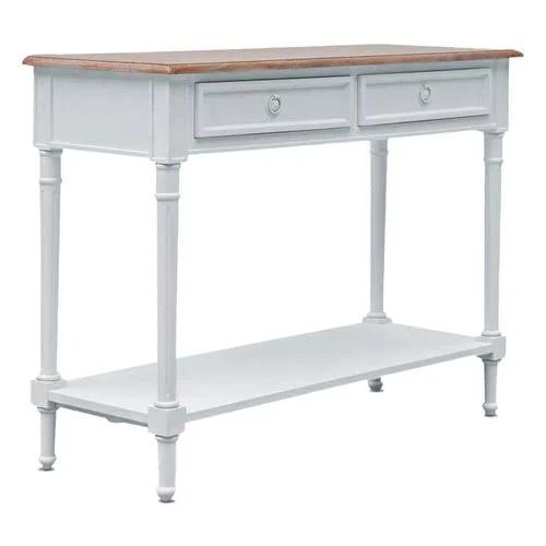 Marseille Distressed Wooden Console Finish: White / Weathered Oak Top - Temple & Webster - Pay With AfterPay or zipPay On Console Tables