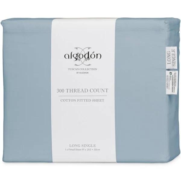 Algodon 300TC Cotton Fitted Sheet - Long Single (Faded Denim)