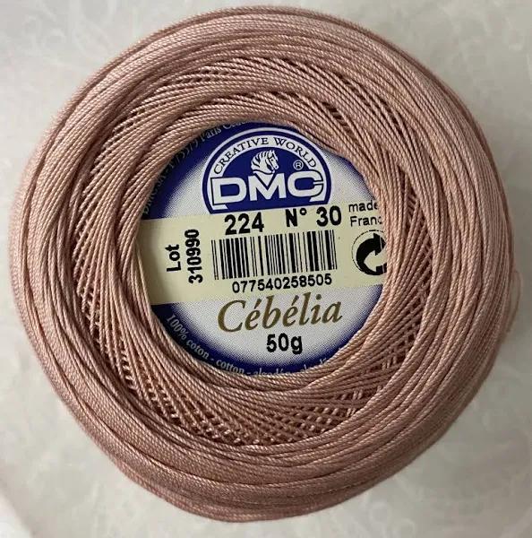 DMC Cebelia 30, #224 Very Light Shell Pink, Combed Cotton Crochet Thread 50g