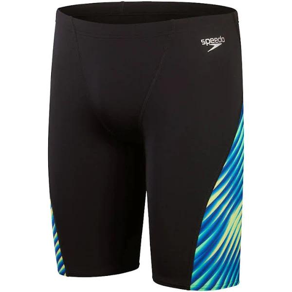 Speedo Mens Allover Digital V-Cut Jammer Black/Blue 14