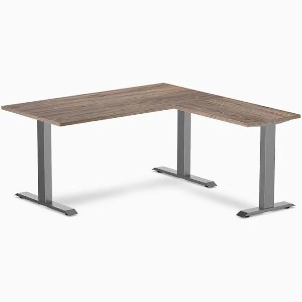 Desky Zero Melamine L-Shape Office Desk Natural Walnut / 1500x750x1550x500mm / Space Grey