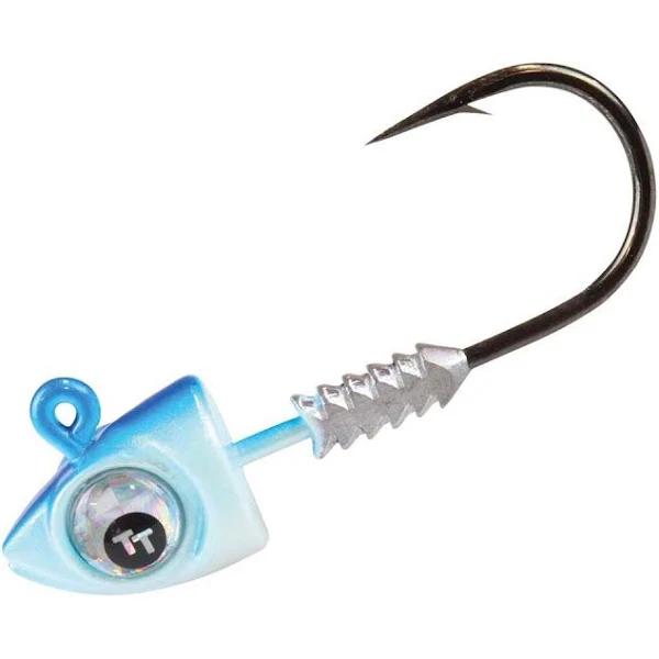 TT Lures Jighead Big Eyez 1oz 7/0 Pearl / Blue Back Silver Eyez