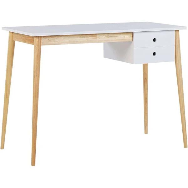 Oslo Desk with Drawer in White & Natural