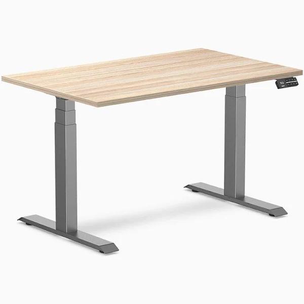 Desky Dual Melamine Sit Stand Desk - Classic Oak 1200x750mm