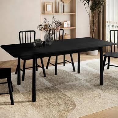 Bijan 200cm Extendable Solid Oak Dining Table - Black