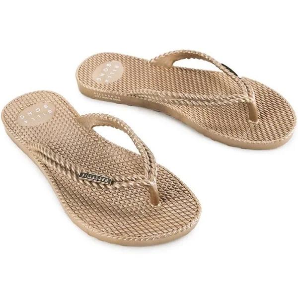 Billabong | Women's Kick Back Metallic Thongs - Yellow- Size 6 at Official Billabong Store