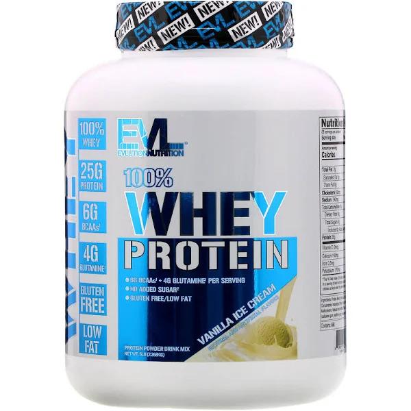 EVLution Nutrition 100% Whey Protein Vanilla Ice Cream 5 lb (2.268 kg)