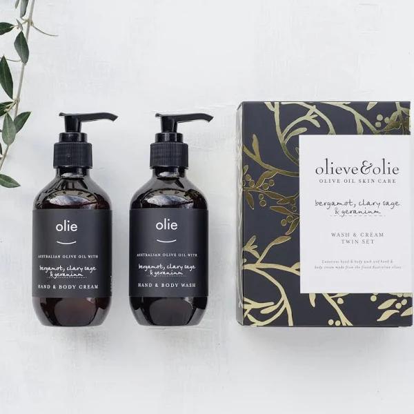 Olieve & Olie Wash & Cream Twin Set - Bergamot Clary Sage & Geranium