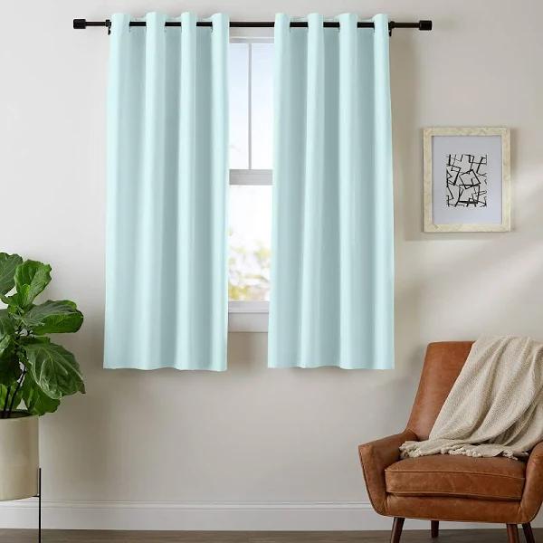 Amazon Basics Room Darkening Blackout Window Curtains with Grommets - 132 x 160 cm, Seafoam Green, 2 Panels