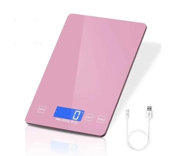 Food Scale, Kitchen Scale, 5kg/11lb Digital Food Scale, Usb Waterproof Tempered Glass Digital Kitchen Scale, 0.1oz/1g Precise Graduation