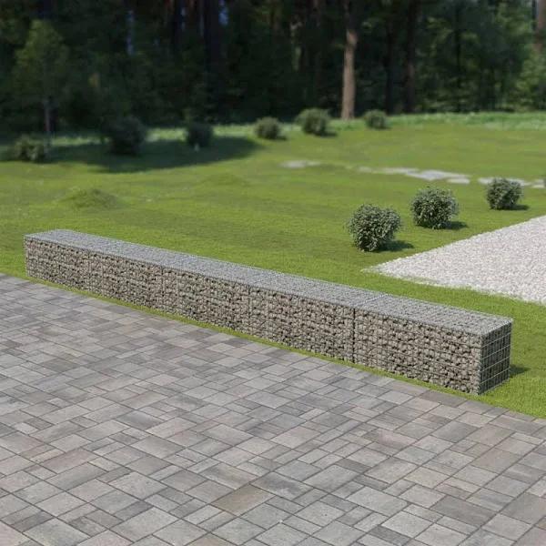 vidaXL Gabion Wall with Covers Galvanised Steel 600x50x50 cm