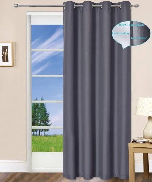 2pcs 100% Blackout Eyelet Curtain Microfiber Thermal Insulation Room Darken 240x230cm / Dark Grey