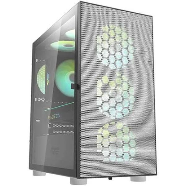 DarkFlash Gaming PC Case Tempered Glass Micro-ATX Tower Computer Case Without Fan - White (DLM21-Mesh)