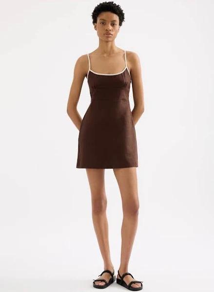 Nude Lucy Bria Linen Mini Dress - Espresso Splice XS