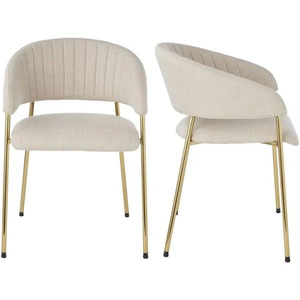 Adairs Shelby Beige & Gold Dining Chair Set of 2