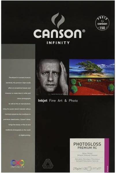 Canson Infinity PhotoGloss Premium RC Paper 11 x 17", 25 Sheets, Sheet Size 11x17" Tabloid/Ledger[ANSI B], Glossy, Usage