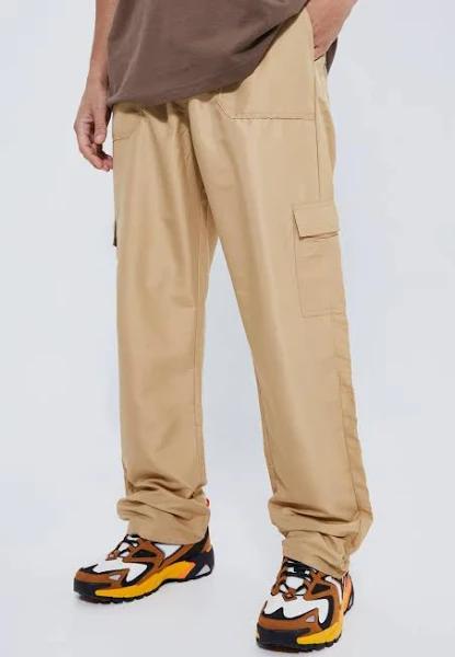 Mens Stone Elastic Waist Relaxed Fit Shell Cargo Trouser