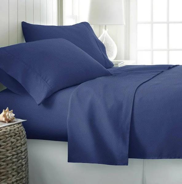 Ramesses 2000TC Bamboo Embossed Sheet Set Single Royal Blue