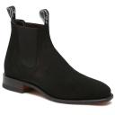 R.M. Williams Black Suede Craftsman Chelsea Boots