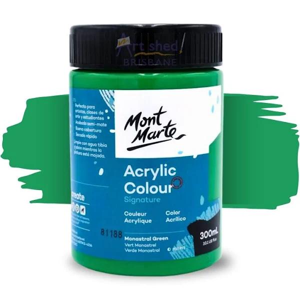 Mont Marte Signature Acrylic Paint 300ml Pot - Monastral Green