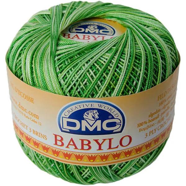 DMC Babylo Size 10, #114 Variegated Green White Crochet Cotton, 50g Ball