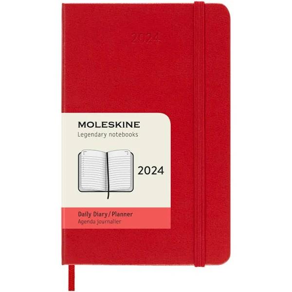 Moleskine 2024 Daily Pocket Diary Hard Cover Scarlet Red