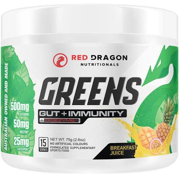 Greens Gut + Immunity by Red Dragon Nutritionals - 15 Serves / Wild Raspberry